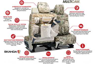 SKANDA Multi Cam Camo Seat Covers from Coverking- Tactical Ballistic Seat Cover - Best Price on Camouflage Molle Seat Covers
