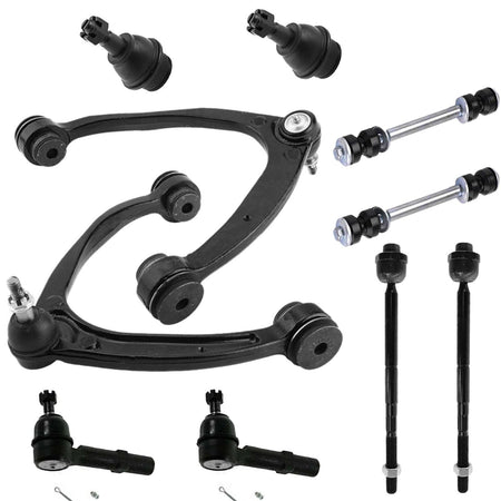 Front Upper Suspension Control Arm Ball Joint Sway Bar, 2007-2014 Cadillac Chevrolet GMC Inner Outer Tie Rod Ends Links with Steel Lower Control Arms