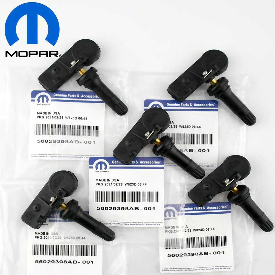 Mopar Tire Pressure Sensor TPMS Set of 5 for Dodge Chrysler Jeep RAM 56029398AB
