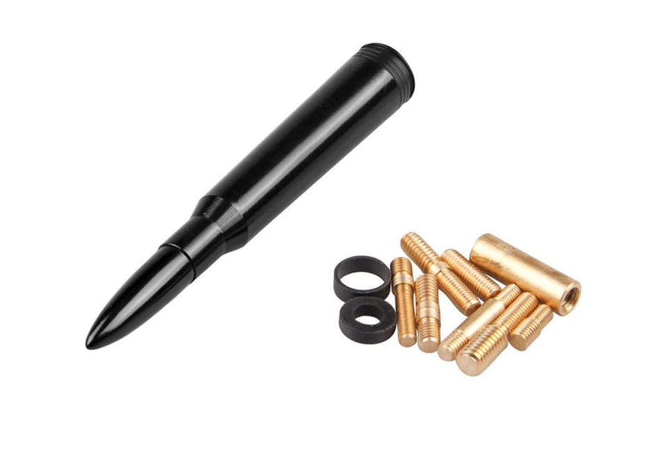 Fits Chevy Silverado Sierra 50 Caliber Bullet Aluminum Short Antenna Black
