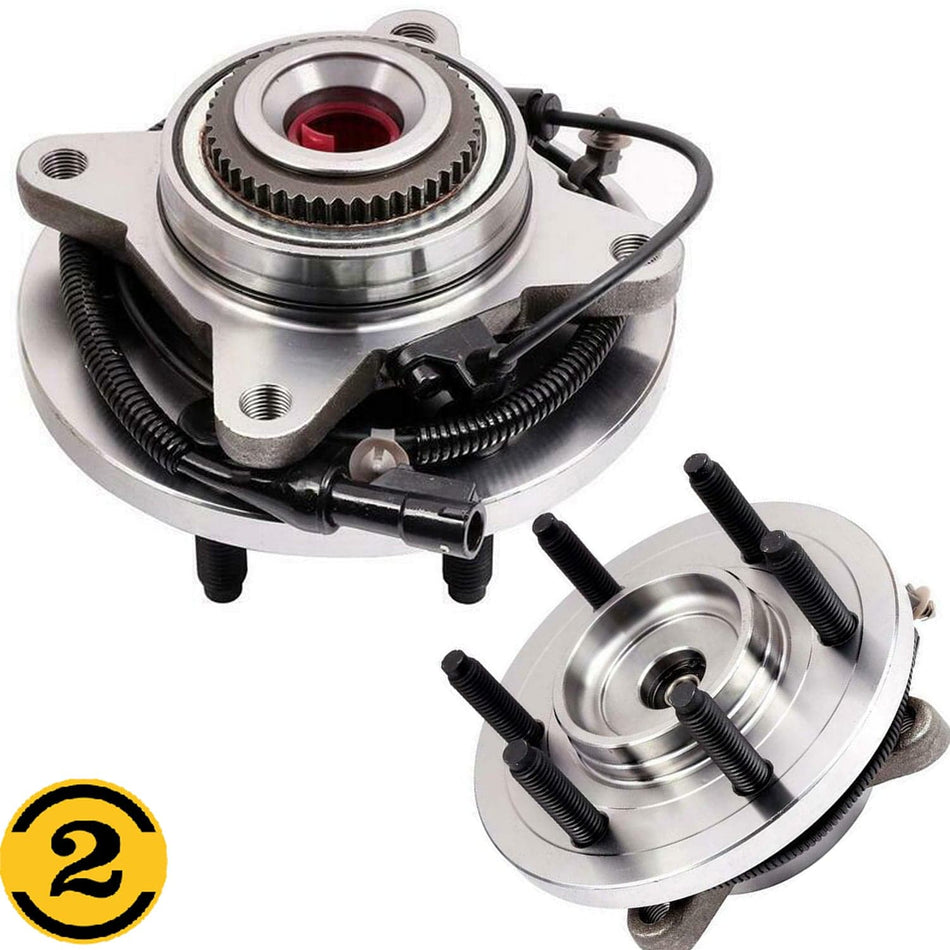 4WD 2pcs Front Wheel Bearing & Hub Assembly for 2009 2010 Ford F-150 6Lugs w/ABS