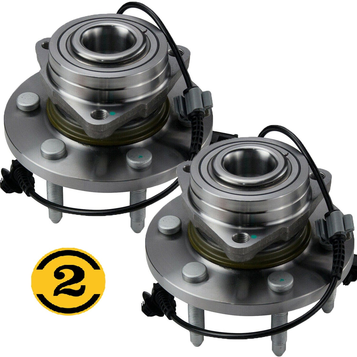 Front Wheel Bearing Fit Cadillac Escalade, Tahoe, GMCevrolet Avalanche Silverado 1500 Wheel Hub w/ABS 4WD 6 Lugs,515096 (2PACK)