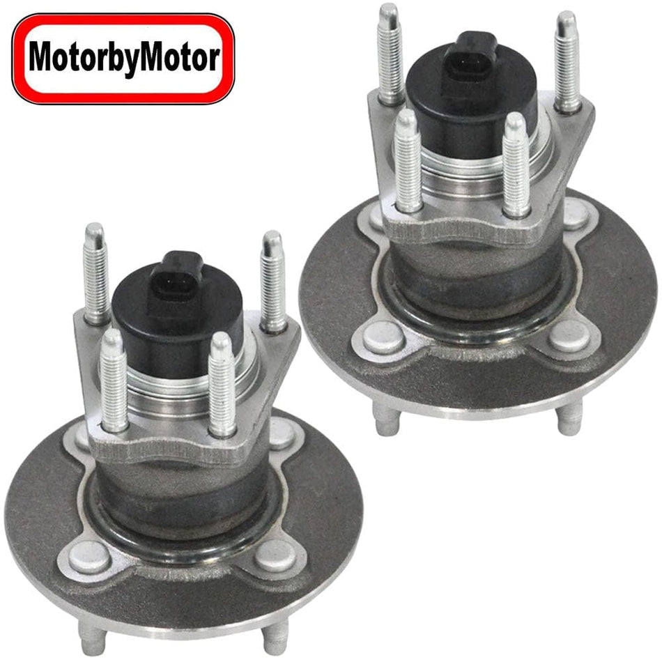 MotorbyMotor 512247 Rear Wheel Bearing & Hub Assembly for Chevy Cobalt, Pontiac G5/Pursuit, Saturn Ion Wheel Hub w/4 Lugs, w/ABS - 2 PACK