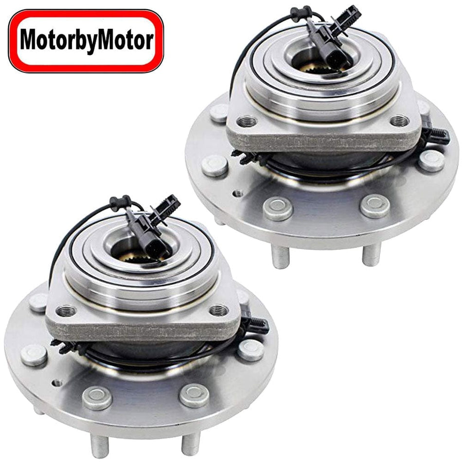 MotorbyMotor 515144 Front Wheel Bearing and Hub Assembly with 8 Lugs Fits for Chevrolet Silverado 3500, GMC Sierra 3500 Low-Runout OE Directly Replacement Hub Bearing (4WD w/ABS)-2 Pack