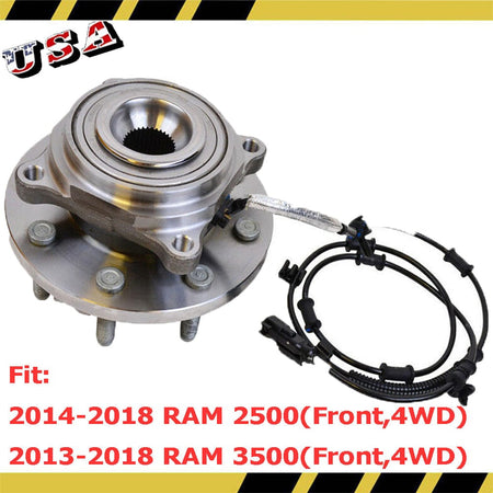 MotorbyMotor 515162 Front Wheel Bearing and Hub Assembly with 8 Lugs Fits for Dodge Ram 2500 3500 Low-Runout OE Directly Replacement Hub Bearing w/ABS-2 Pack