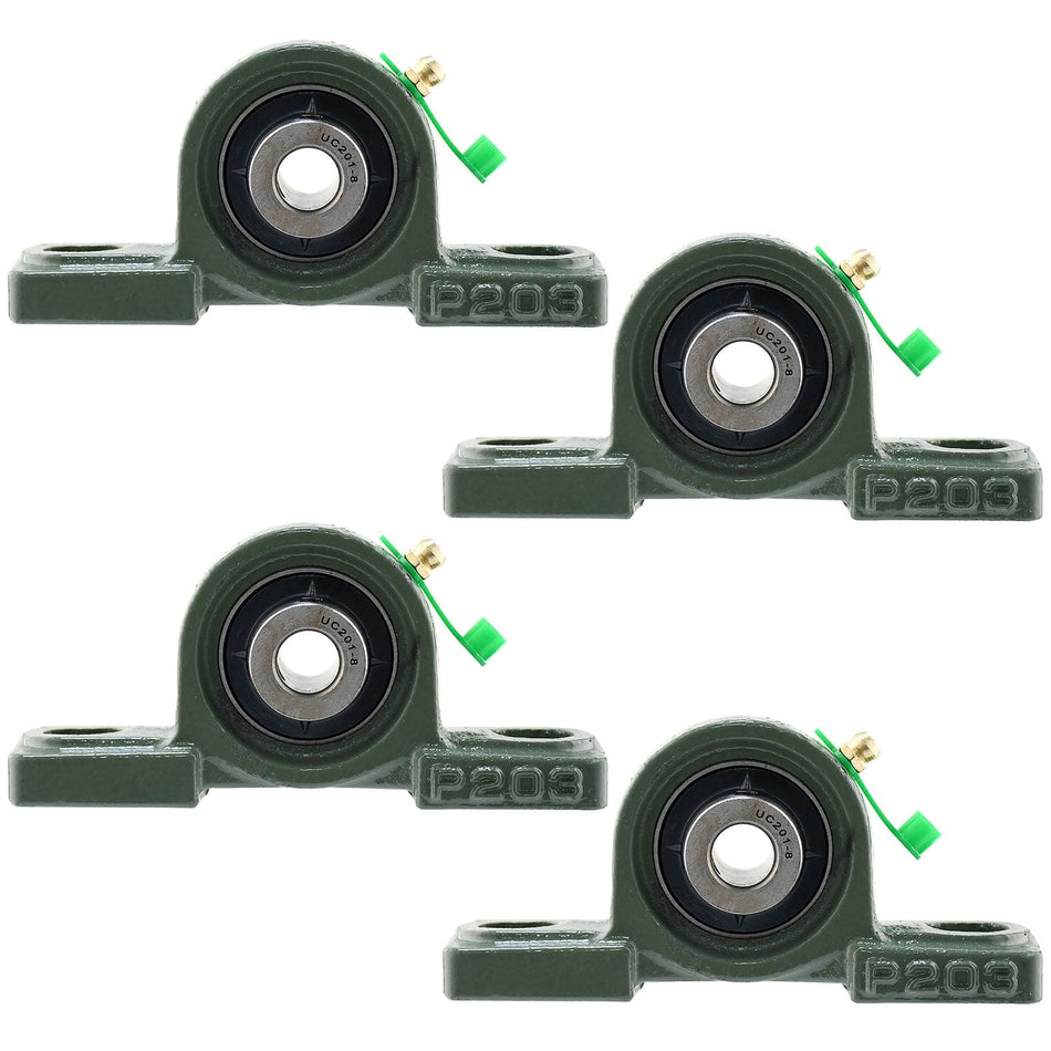 UCP201-8 Solid Pillow Block Flange Mounted Bearing-1/2" Bore 2 Bolt -Self Aligning-Pillow Block Bearing-4 Pack