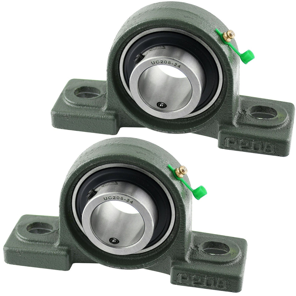 UCP208-24 Solid Pillow Block Flange Mounted Bearing-1-1/2" Bore 2 Bolt -Self Aligning-Pillow Block Bearing-2 Pack