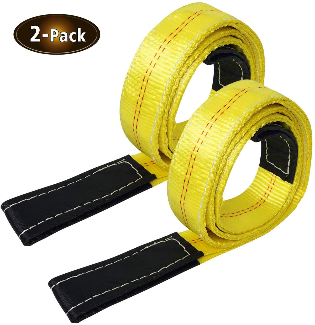 Lift Sling Webbing Straps Robbor 2 inch 7 Foot Tree Saver Winch Straps 13,000 Lbs Lift Sling w/Reinforced Eyes Heavy Duty Recovery ATV UTV Tow Straps 2 PK