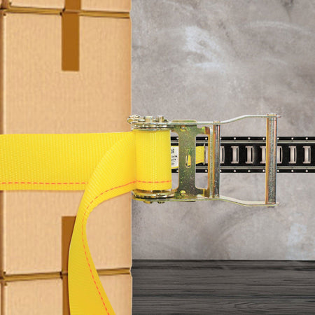 Robbor 2Pk E Track Ratchet Straps E Track Cargo Tie Downs,2x12 Heavy Duty Polyester Ratchet Tie Down Straps with ETrack Spring Fittings,Tie Down Motorcycle, Trailer,Trucks,Van Cargo Load