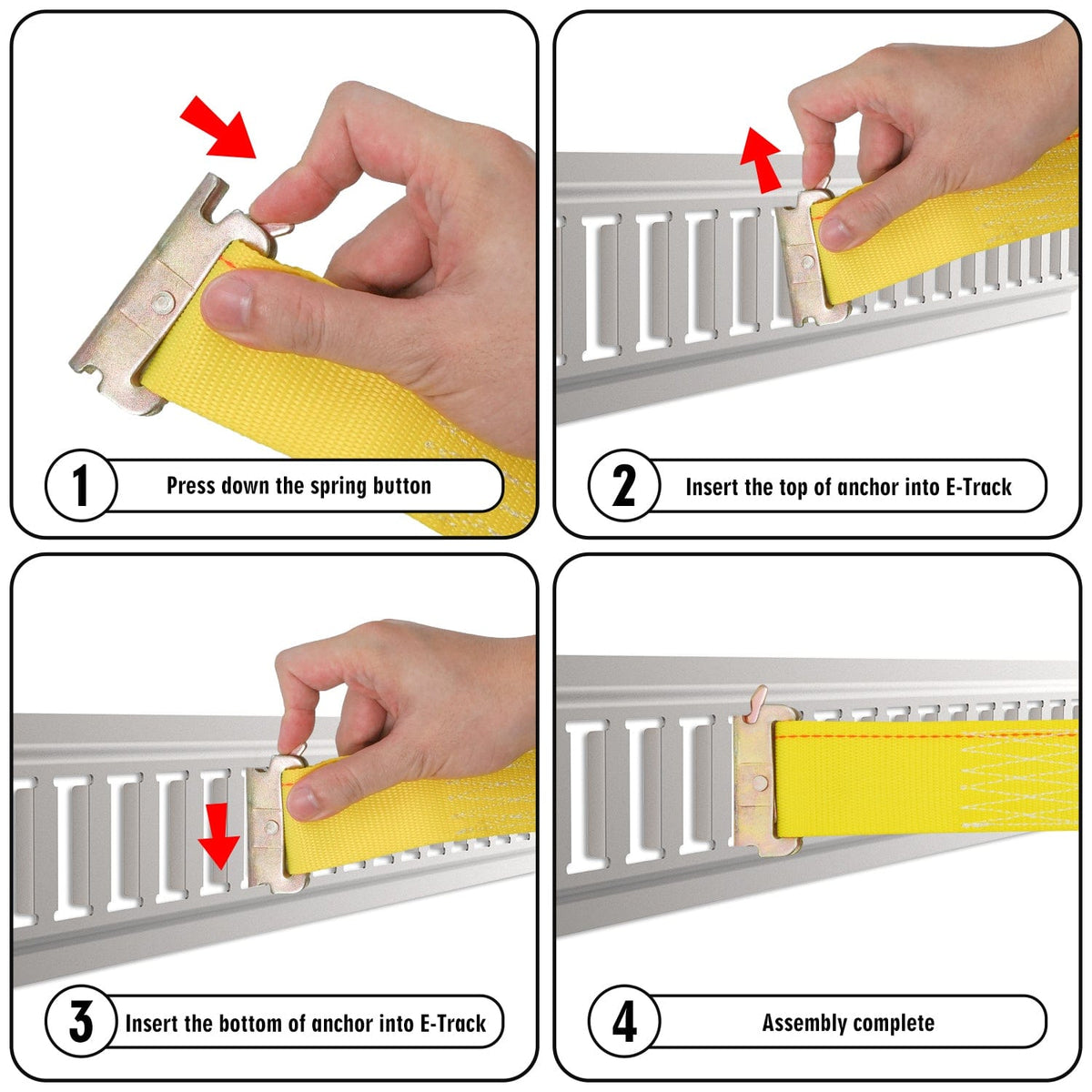 Robbor E Track Straps 2 in. x 6 in. E Track Tie Off Strap Rope with E-Track and D-Ring for Load Securement Tiedown in Pickups, Trailers, Trucks, Boats, Vans, Cars