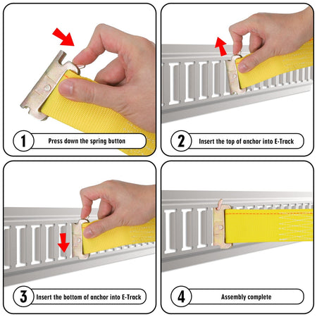 Robbor E Track Straps 2 in. x 6 in. E Track Tie Off Strap Rope with E-Track and D-Ring for Load Securement Tiedown in Pickups, Trailers, Trucks, Boats, Vans, Cars