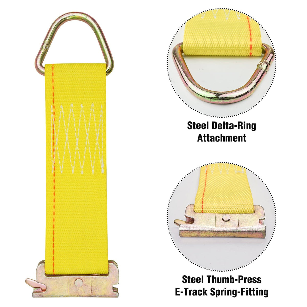 Robbor E Track Straps 2 in. x 6 in. E Track Tie Off Strap Rope with E-Track and D-Ring for Load Securement Tiedown in Pickups, Trailers, Trucks, Boats, Vans, Cars