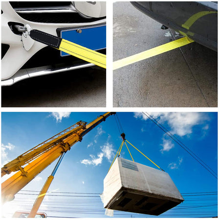 Robbor Lift Sling Webbing Straps 2 inch 7 Foot Tree Saver Winch Straps 13,000 Lbs Lift Sling w/Reinforced Eyes Heavy Duty Recovery ATV UTV Tow Straps 4 PK