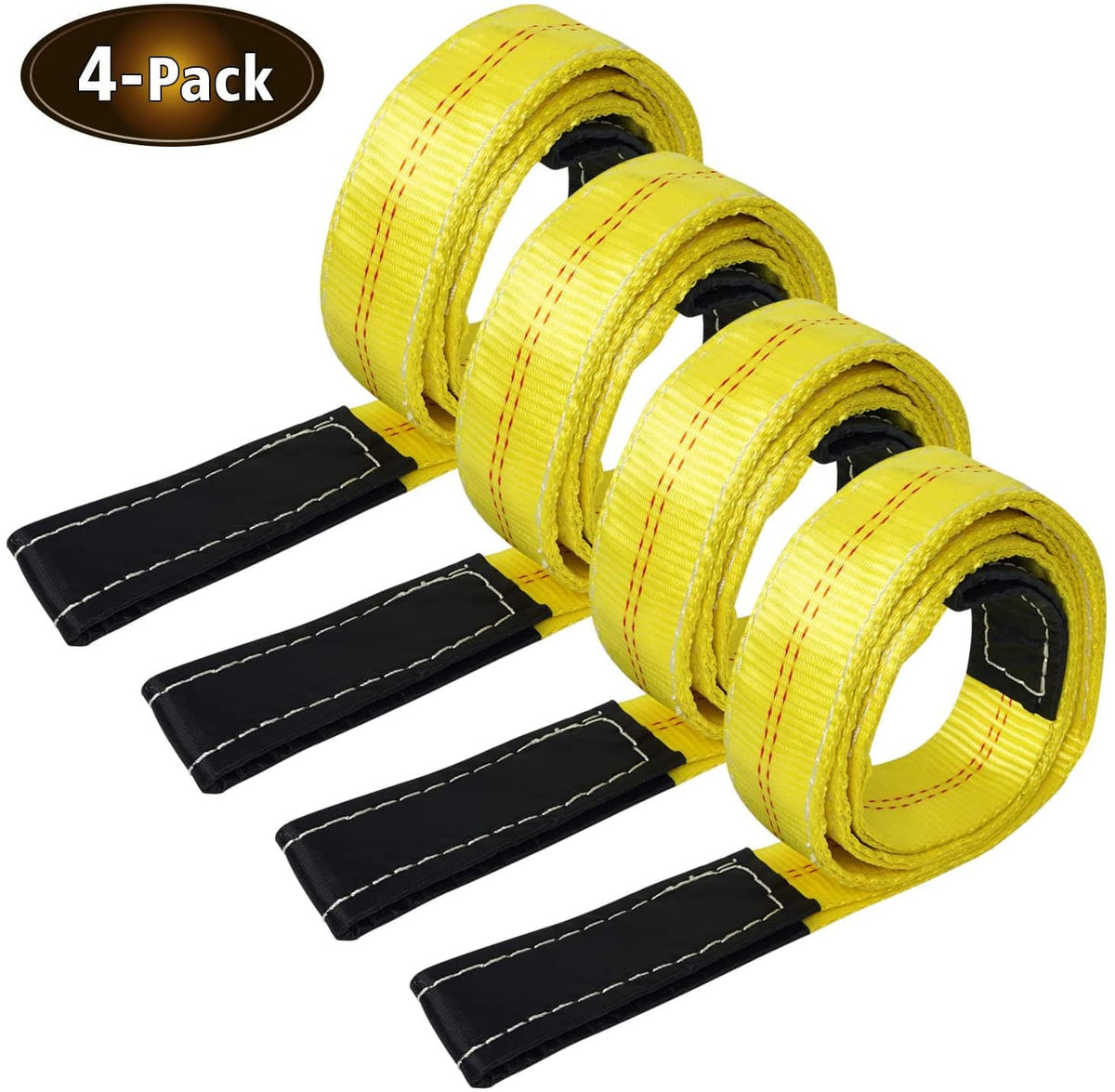 Robbor Lift Sling Webbing Straps 2 inch 7 Foot Tree Saver Winch Straps 13,000 Lbs Lift Sling w/Reinforced Eyes Heavy Duty Recovery ATV UTV Tow Straps 4 PK