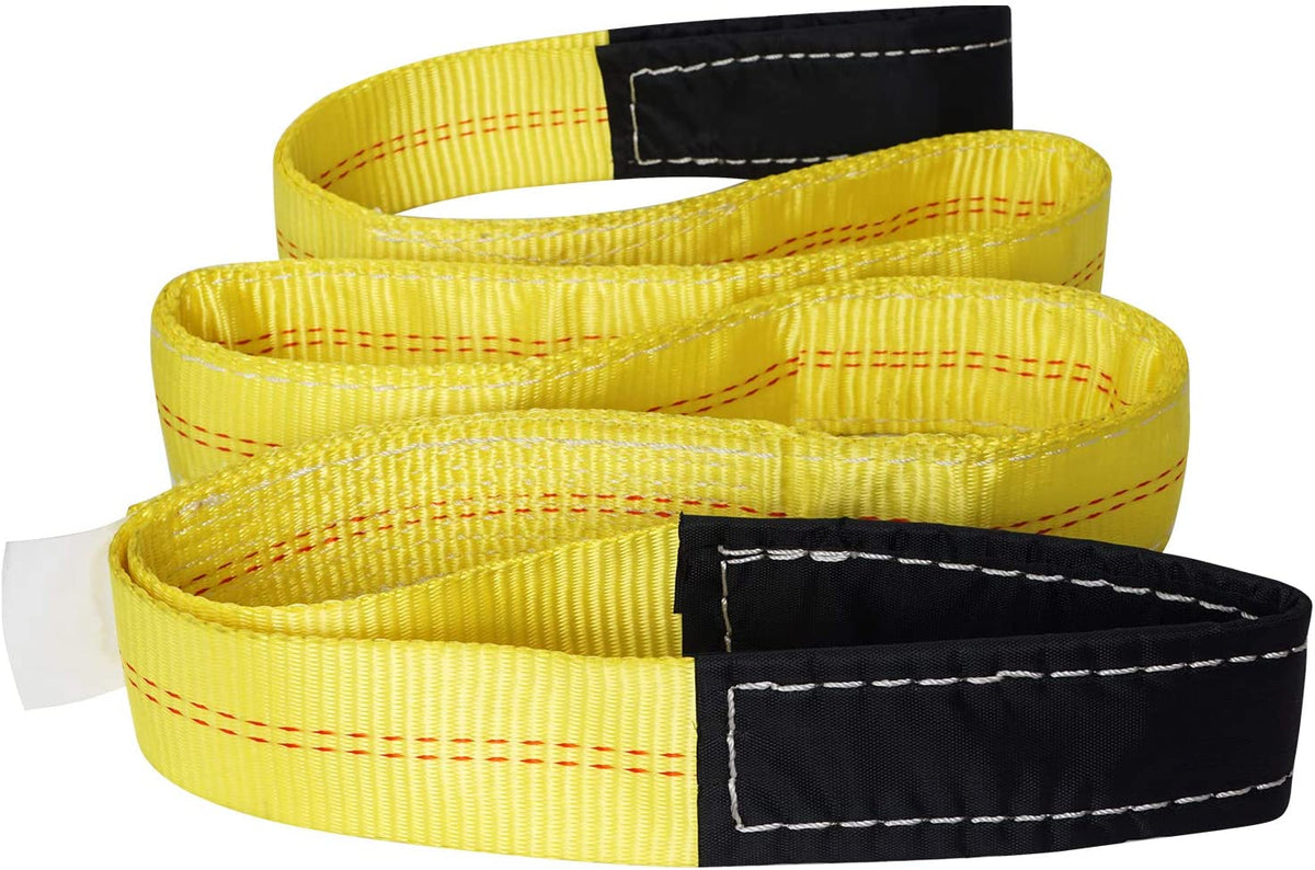 Robbor Lift Sling Webbing Straps 2 inch 7 Foot Tree Saver Winch Straps 13,000 Lbs Lift Sling w/Reinforced Eyes Heavy Duty Recovery ATV UTV Tow Straps 4 PK
