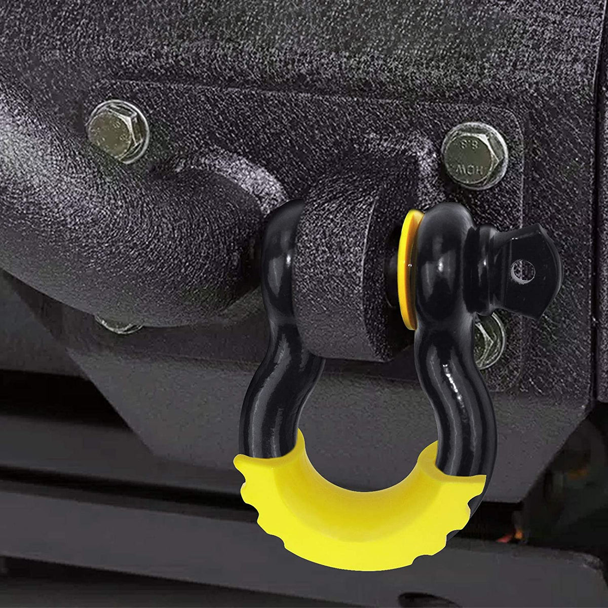 Robbor D Ring Shackles 3/4 inch D Shackles 57,000Ibs BS with 7/8"Screw Pin and Shackle Isolator & Washers Heavy Duty Anchor Clevis Shackles for Tow Strap,Winch,Off Road,Pickup,Vehicle Recovery