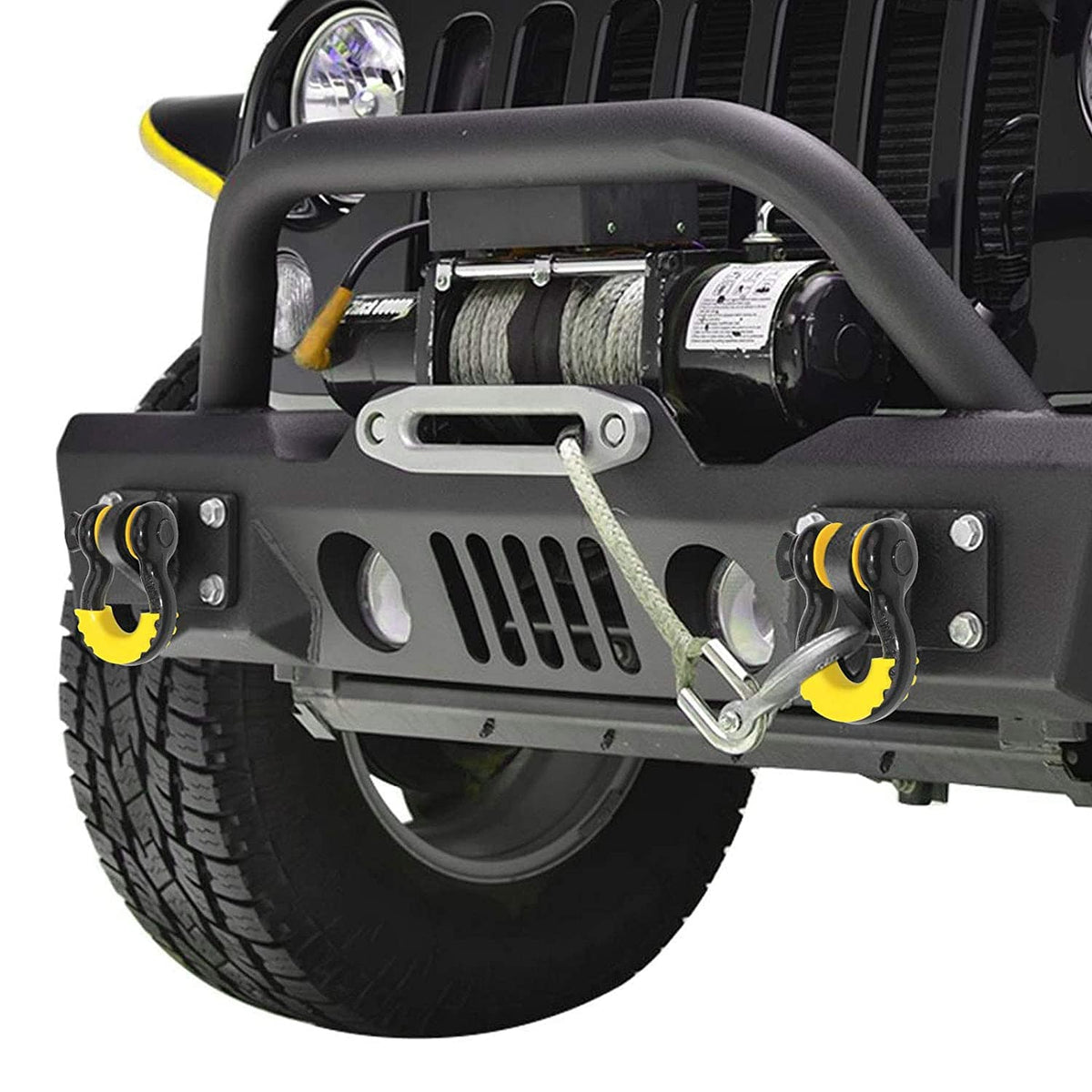 Robbor D Ring Shackles 3/4 inch D Shackles 57,000Ibs BS with 7/8"Screw Pin and Shackle Isolator & Washers Heavy Duty Anchor Clevis Shackles for Tow Strap,Winch,Off Road,Pickup,Vehicle Recovery