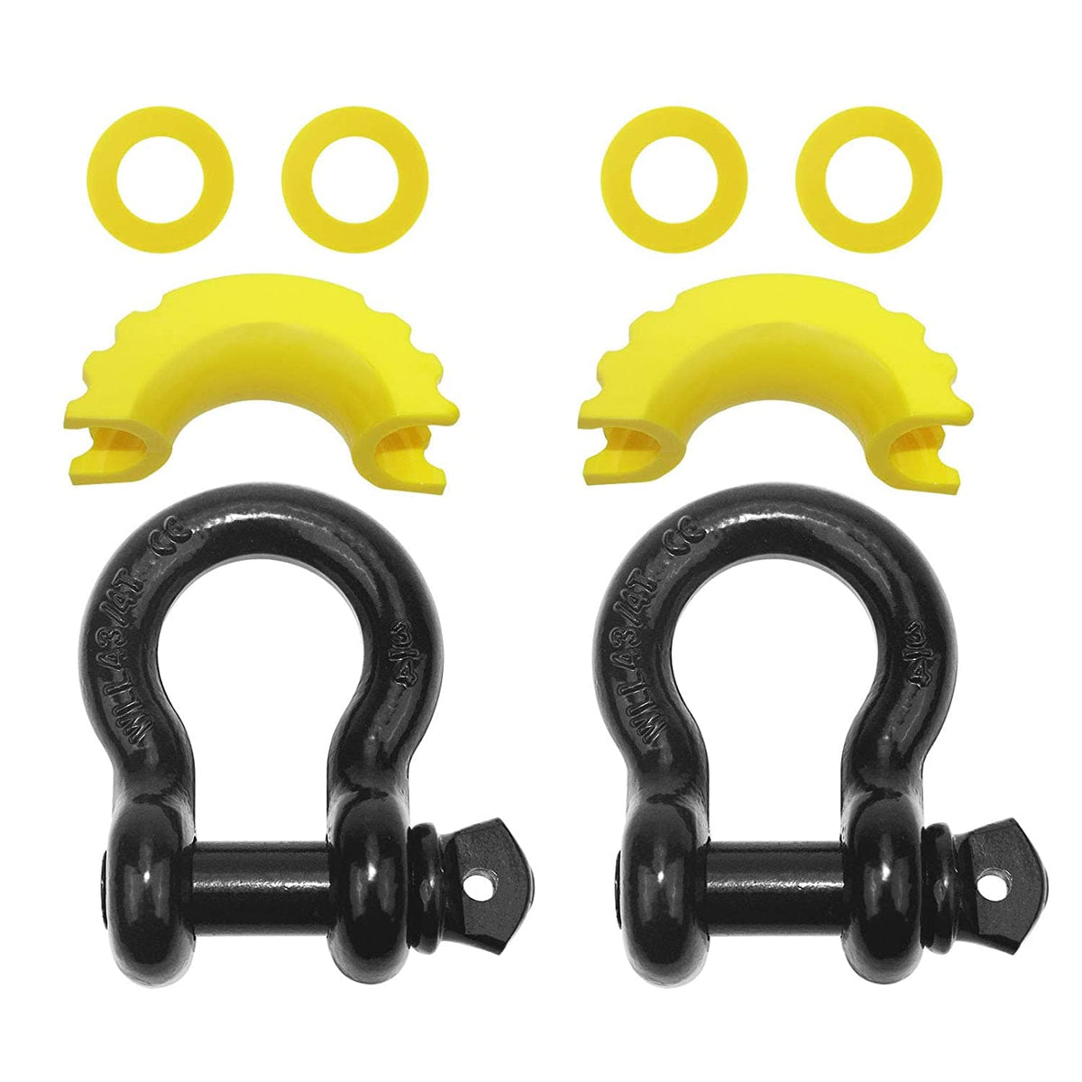 Robbor D Ring Shackles 3/4 inch D Shackles 57,000Ibs BS with 7/8"Screw Pin and Shackle Isolator & Washers Heavy Duty Anchor Clevis Shackles for Tow Strap,Winch,Off Road,Pickup,Vehicle Recovery
