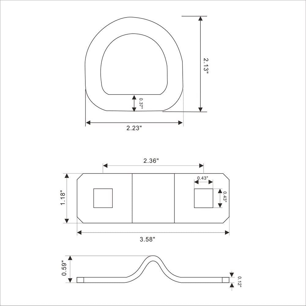 Robbor D Ring,Tie Down Anchor 4 Pk Surface Mount Tie Down Ring Heavy Duty 6000 Pound Breaking Strength Super Strong Forged Steel for Trailer Cargo Control, Tying Down Motor Bikers,ATV's