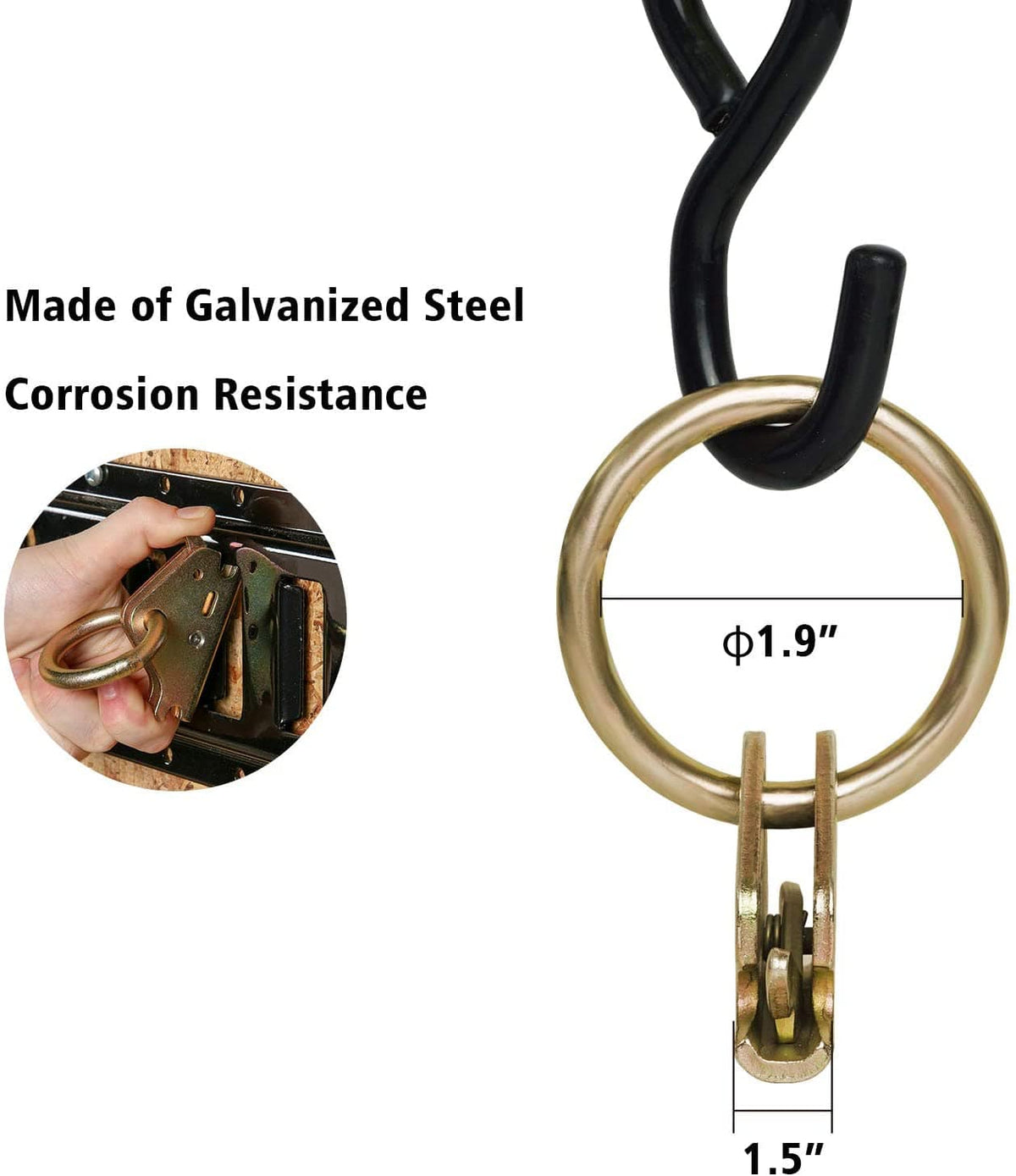 Robbor E-Track Ring Tie Down Anchors 10 Packs E-Track O Ring Perfect E-Tracking Fittings Multi-Purpose E Track Tie Downs Secure Cargo in Enclosed/Flatbed Trailers, Trucks,Van