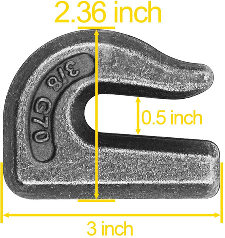 Robbor Grab Hook 3/8" Weld-on Chain Hook Heavy Duty Tow Hook G70 Forged Steel Tractor Hook 4Pk Weldable for Car, Truck,SUV, RV,UTV,Tractors
