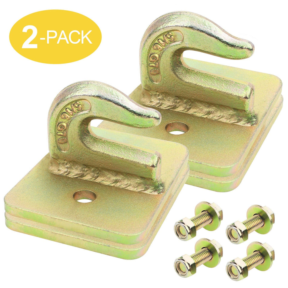 Robbor Grab Hook 5/16 in Bolt-on Grab Hook Grade 70 Forged Steel Tow Hook Work Well for Tractor Bucket, RV, UTV,Truck with Backer Plate and Hardware -2 PK