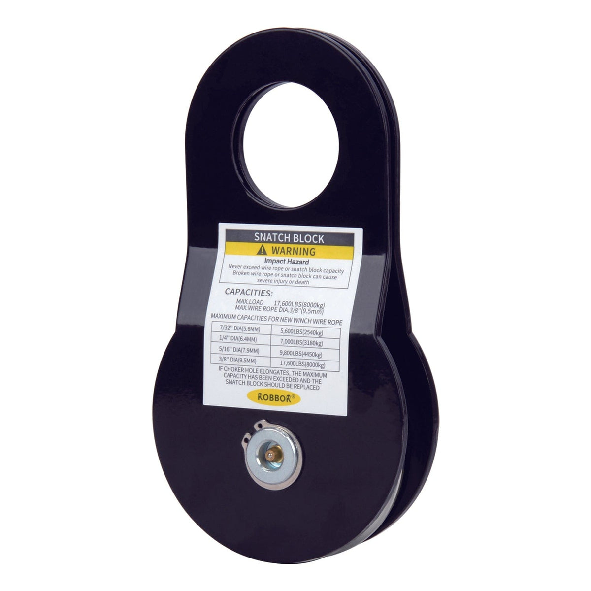 Robbor Snatch Block Heavy Duty Winch Pulley Block, 17,600LBS Capacity Fit Off-Road Jeep Truck UTV ATV Winch Recovery, Works for 7/32-3/8” Synthetic Rope Snatch Block for Winches