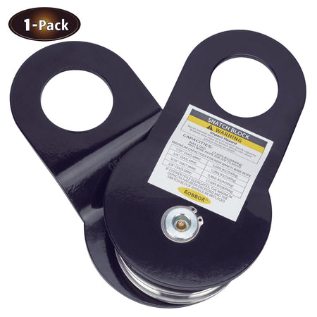 Robbor Snatch Block Heavy Duty Winch Pulley Block, 17,600LBS Capacity Fit Off-Road Jeep Truck UTV ATV Winch Recovery, Works for 7/32-3/8” Synthetic Rope Snatch Block for Winches