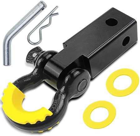 Shackle Hitch Receiver 2 inch 41918 Lb Break Strength Black Powder Coat Heavy Duty Shackle Hitch Comes with 3/4" Shackle & Hitch Pin Reliable Shackle Receiver Best for Truck,SUV and Vehicle Recovery