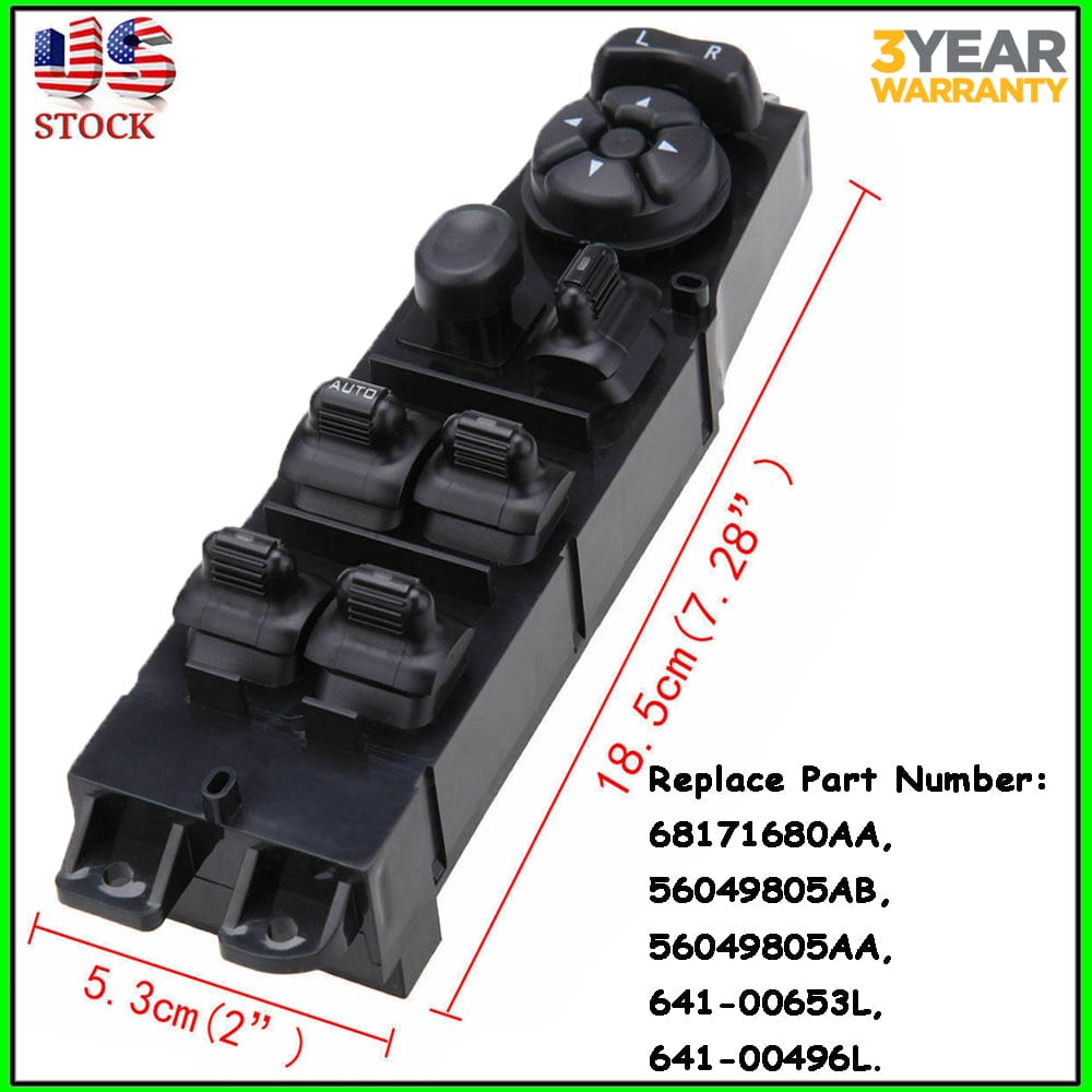 Master Power Window Switch for 2003-2010 Dodge Ram, 2003-2004 Dodge Durango/Dakota Driver (Left) Side, Auto Down Control