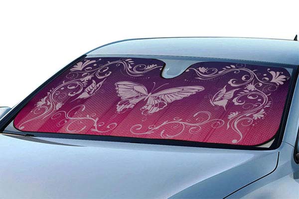ProZ Hearts and Butterflies Windshield Sun Shade - Heart Themed Sun Shade